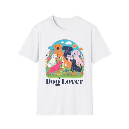 Artistic Design T-Shirt for Dog Lovers - Multiple Dogs Printed Tee for Pet Lovers