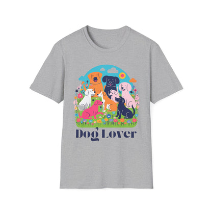 Artistic Design T-Shirt for Dog Lovers - Multiple Dogs Printed Tee for Pet Lovers