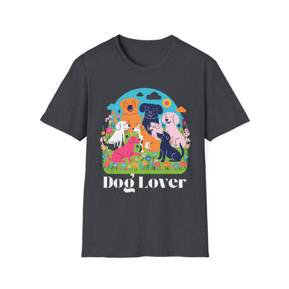 Artistic Design T-Shirt for Dog Lovers - Multiple Dogs Printed Tee for Pet Lovers