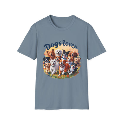 Artistic Design T-Shirt for Dog Lovers - Multiple Dogs Circle | Printed Tee for Pet Lovers