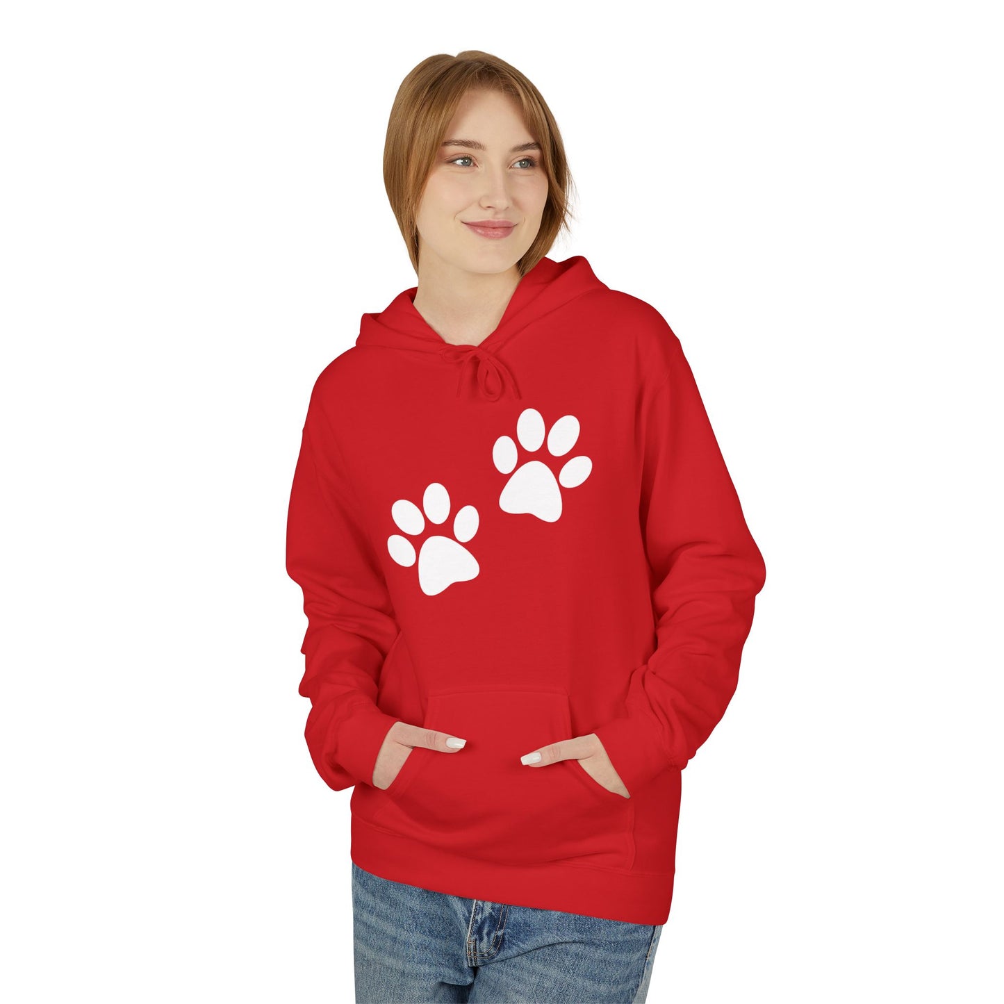 Front Dog Paw Printed and Back "Sorry I Have Plans With My Dog" Printed Unisex Fleece Hoodie