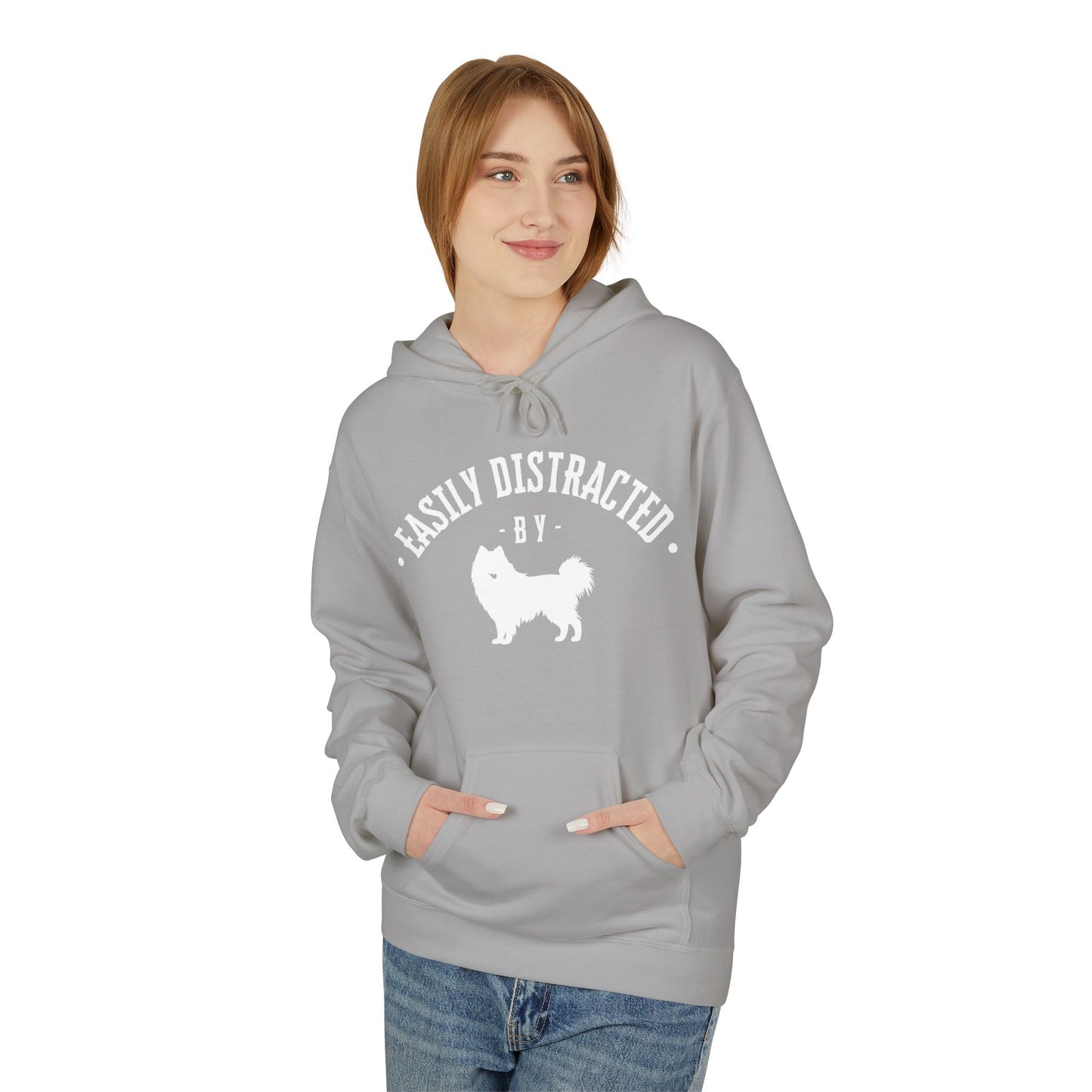 Unisex Fleece Hoodie for Dog Lovers | "Easily Distracted by Dogs" Printed Hoodie for Pet Lovers