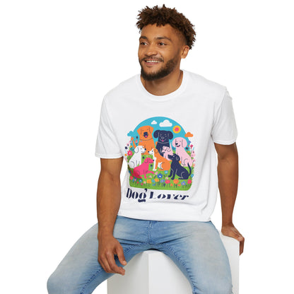 Artistic Design T-Shirt for Dog Lovers - Multiple Dogs Printed Tee for Pet Lovers