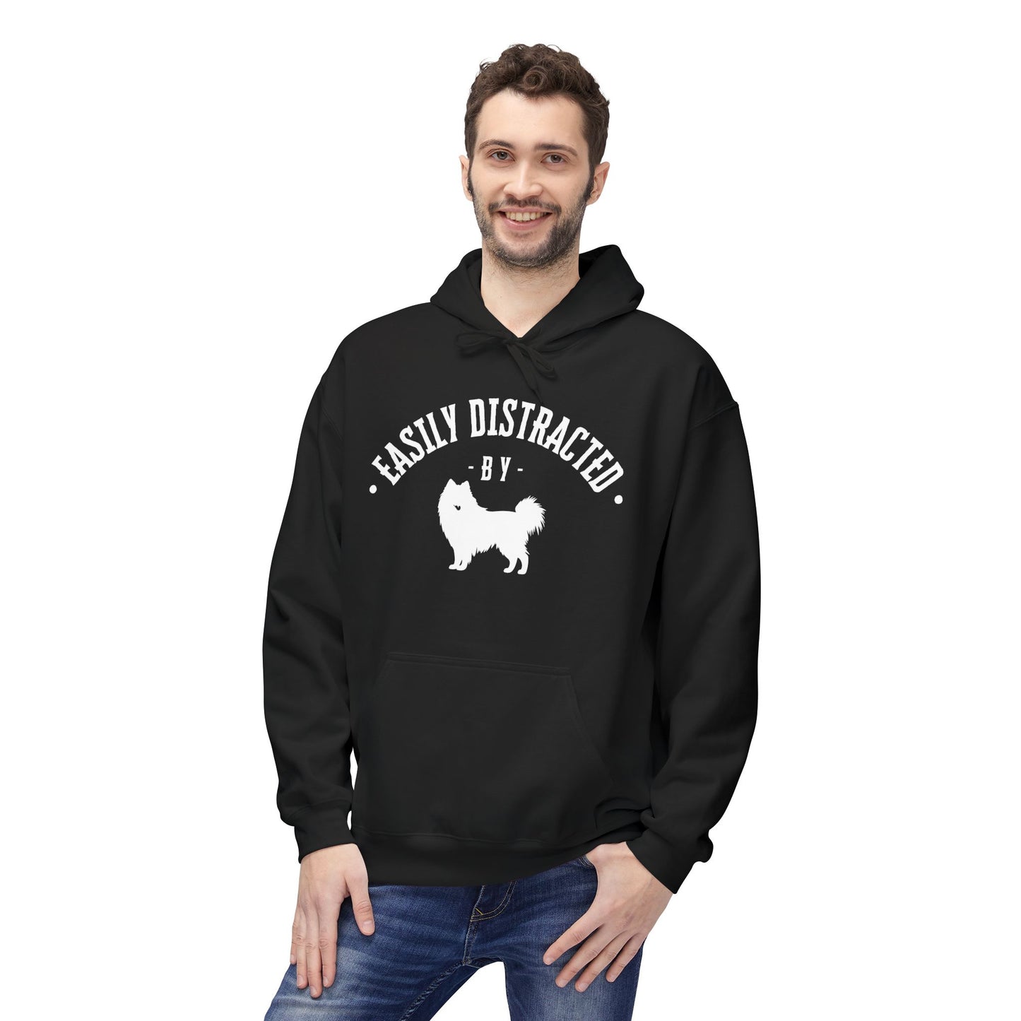 Unisex Fleece Hoodie for Dog Lovers | "Easily Distracted by Dogs" Printed Hoodie for Pet Lovers