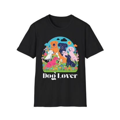 Artistic Design T-Shirt for Dog Lovers - Multiple Dogs Printed Tee for Pet Lovers