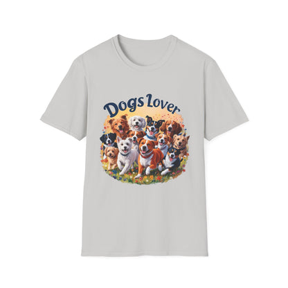 Artistic Design T-Shirt for Dog Lovers - Multiple Dogs Circle | Printed Tee for Pet Lovers