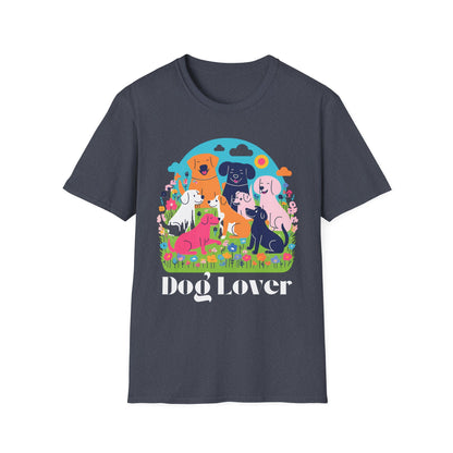 Artistic Design T-Shirt for Dog Lovers - Multiple Dogs Printed Tee for Pet Lovers