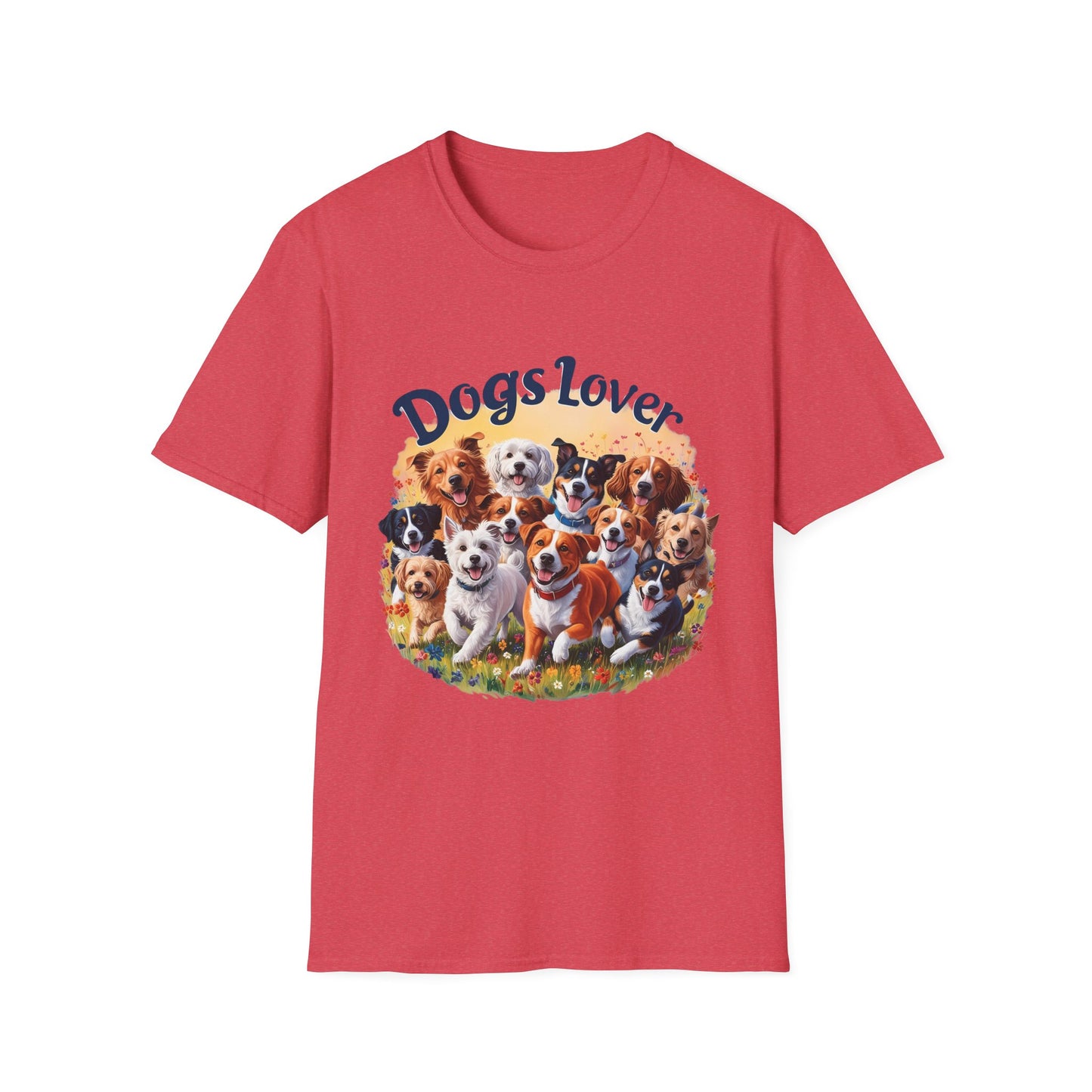 Artistic Design T-Shirt for Dog Lovers - Multiple Dogs Circle | Printed Tee for Pet Lovers