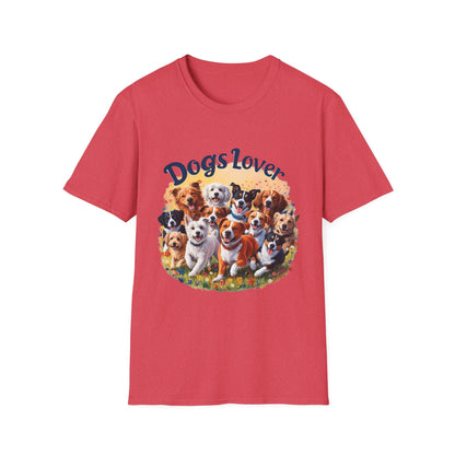 Artistic Design T-Shirt for Dog Lovers - Multiple Dogs Circle | Printed Tee for Pet Lovers