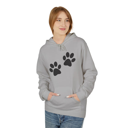 Front Dog Paw Printed and Back "When I Needed A Hand I Found A Paw " Printed Unisex Fleece Hoodie