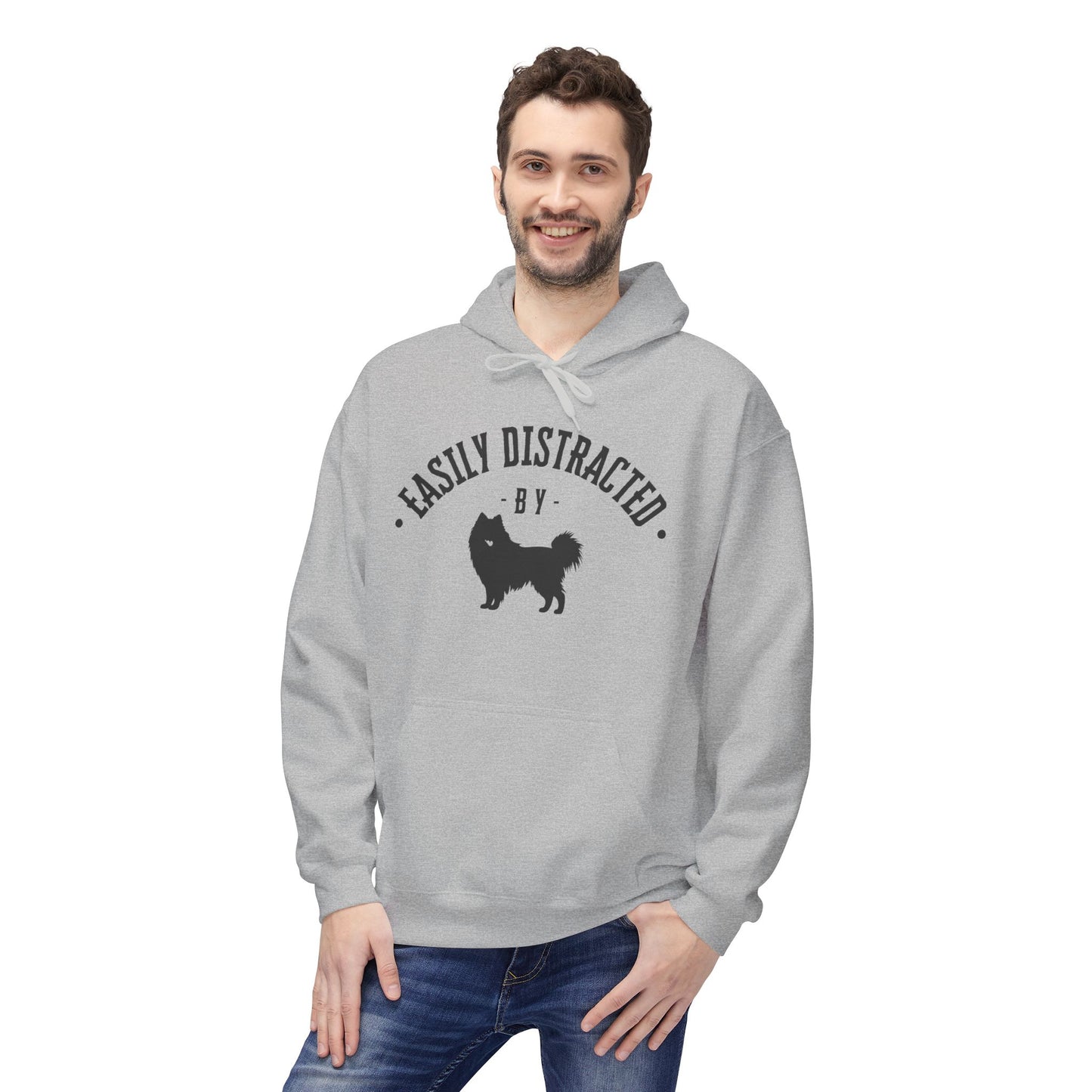 Unisex Fleece Hoodie for Dog Lovers | "Easily Distracted by Dogs" Printed Hoodie for Pet Lovers