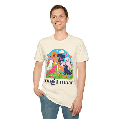 Artistic Design T-Shirt for Dog Lovers - Multiple Dogs Printed Tee for Pet Lovers