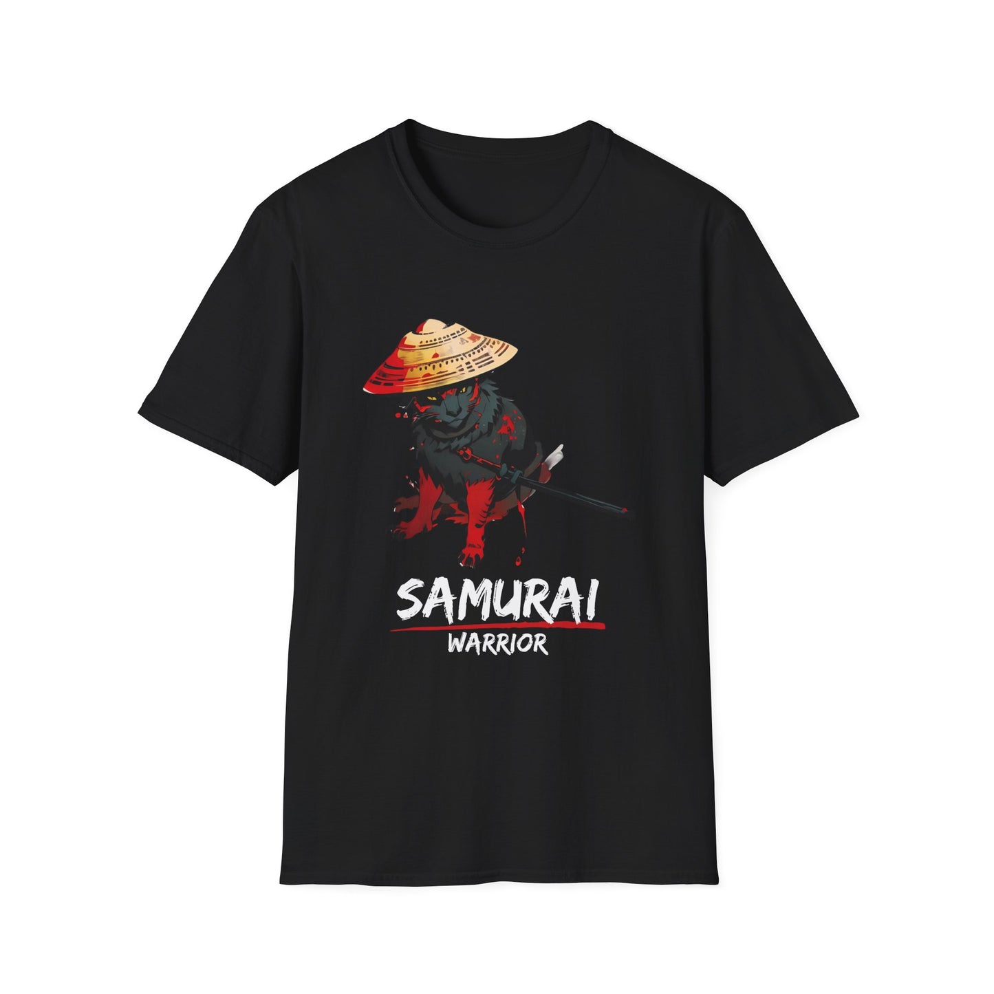 Samurai Cat Printed T-Shirt for Cat Lovers - Softstyle T-Shirt for Pet Lovers