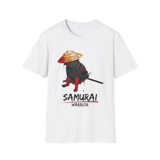 Samurai Cat Printed T-Shirt for Cat Lovers - Softstyle T-Shirt for Pet Lovers