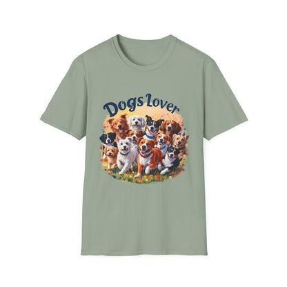 Artistic Design T-Shirt for Dog Lovers - Multiple Dogs Circle | Printed Tee for Pet Lovers