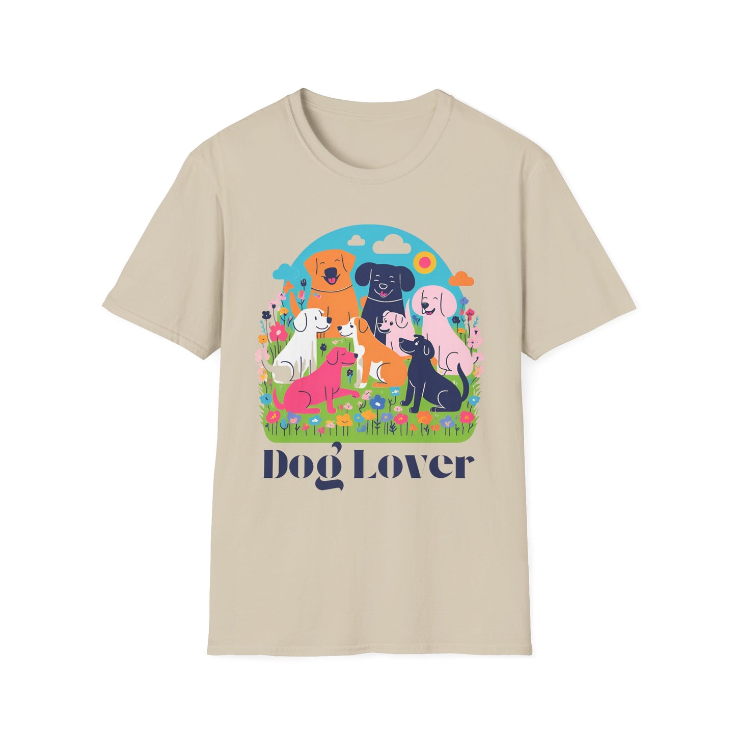 Artistic Design T-Shirt for Dog Lovers - Multiple Dogs Printed Tee for Pet Lovers