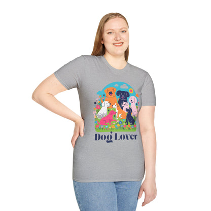 Artistic Design T-Shirt for Dog Lovers - Multiple Dogs Printed Tee for Pet Lovers