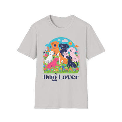 Artistic Design T-Shirt for Dog Lovers - Multiple Dogs Printed Tee for Pet Lovers