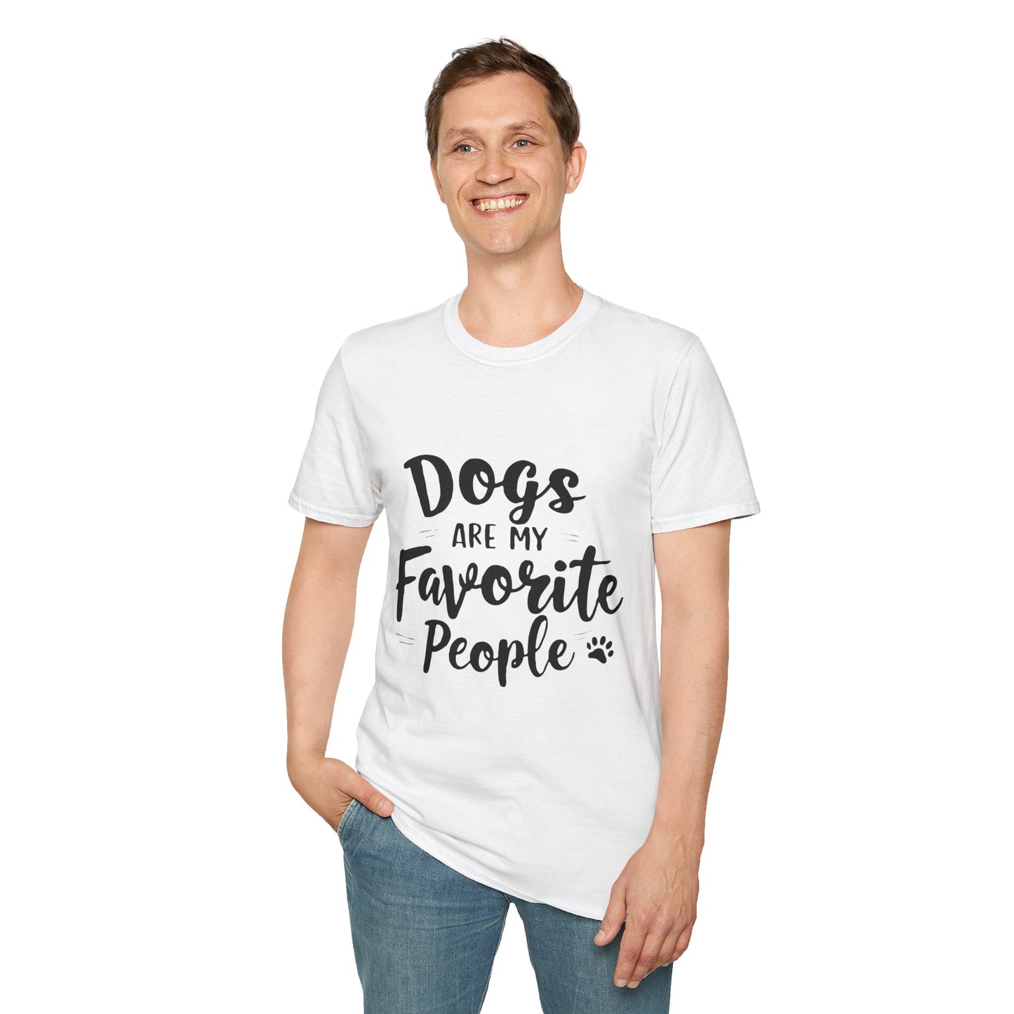 Printed T-Shirt for Dog Lovers - "Dogs are My Favorite People" | Softstyle Tee for Pet Lovers