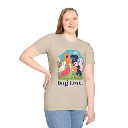 Artistic Design T-Shirt for Dog Lovers - Multiple Dogs Printed Tee for Pet Lovers