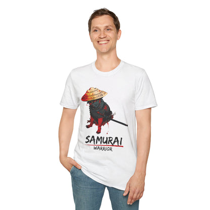 Samurai Cat Printed T-Shirt for Cat Lovers - Softstyle T-Shirt for Pet Lovers