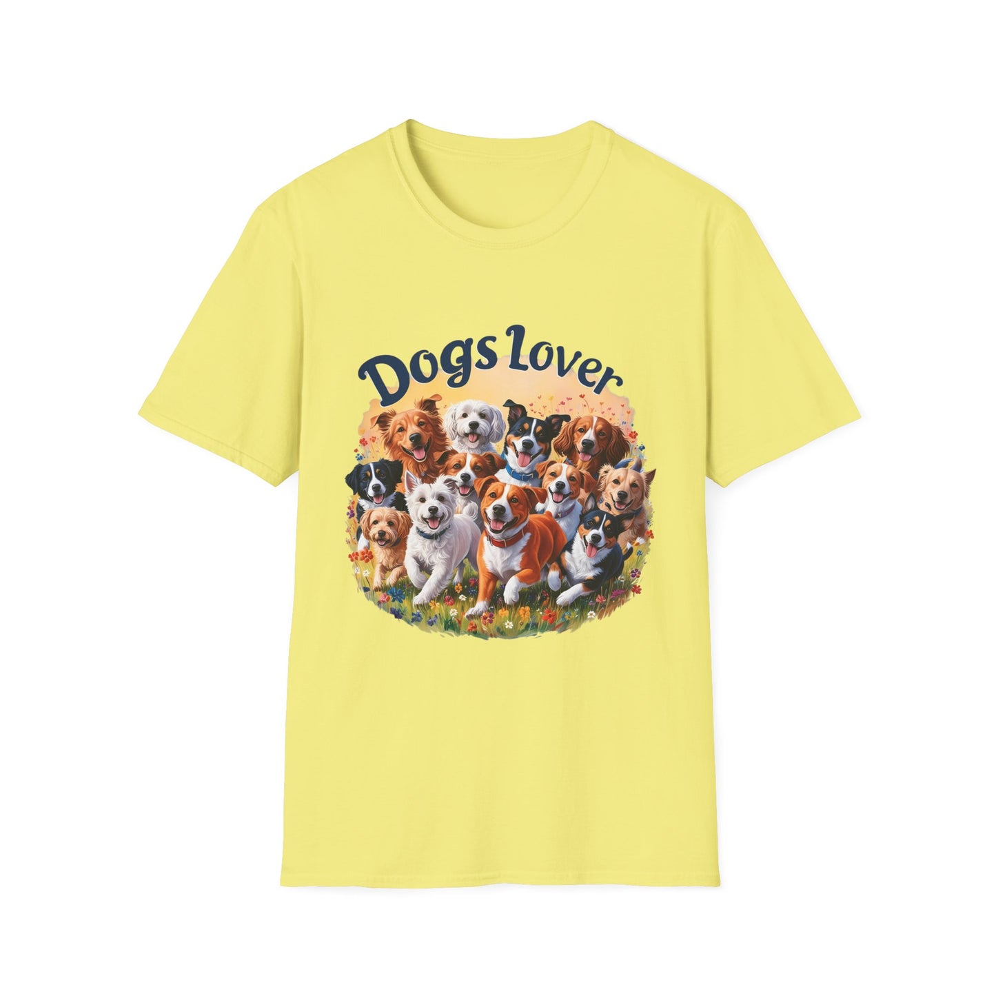 Artistic Design T-Shirt for Dog Lovers - Multiple Dogs Circle | Printed Tee for Pet Lovers