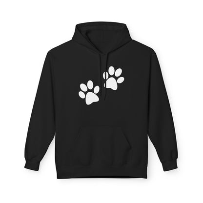 Front Dog Paw Printed and Back "When I Needed A Hand I Found A Paw " Printed Unisex Fleece Hoodie