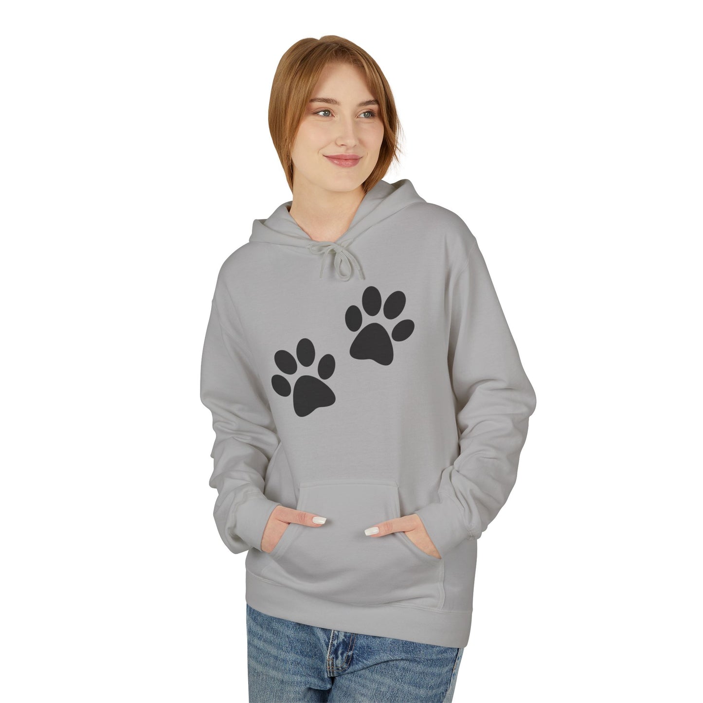 Front Dog Paw Printed and Back "Sorry I Have Plans With My Dog" Printed Unisex Fleece Hoodie