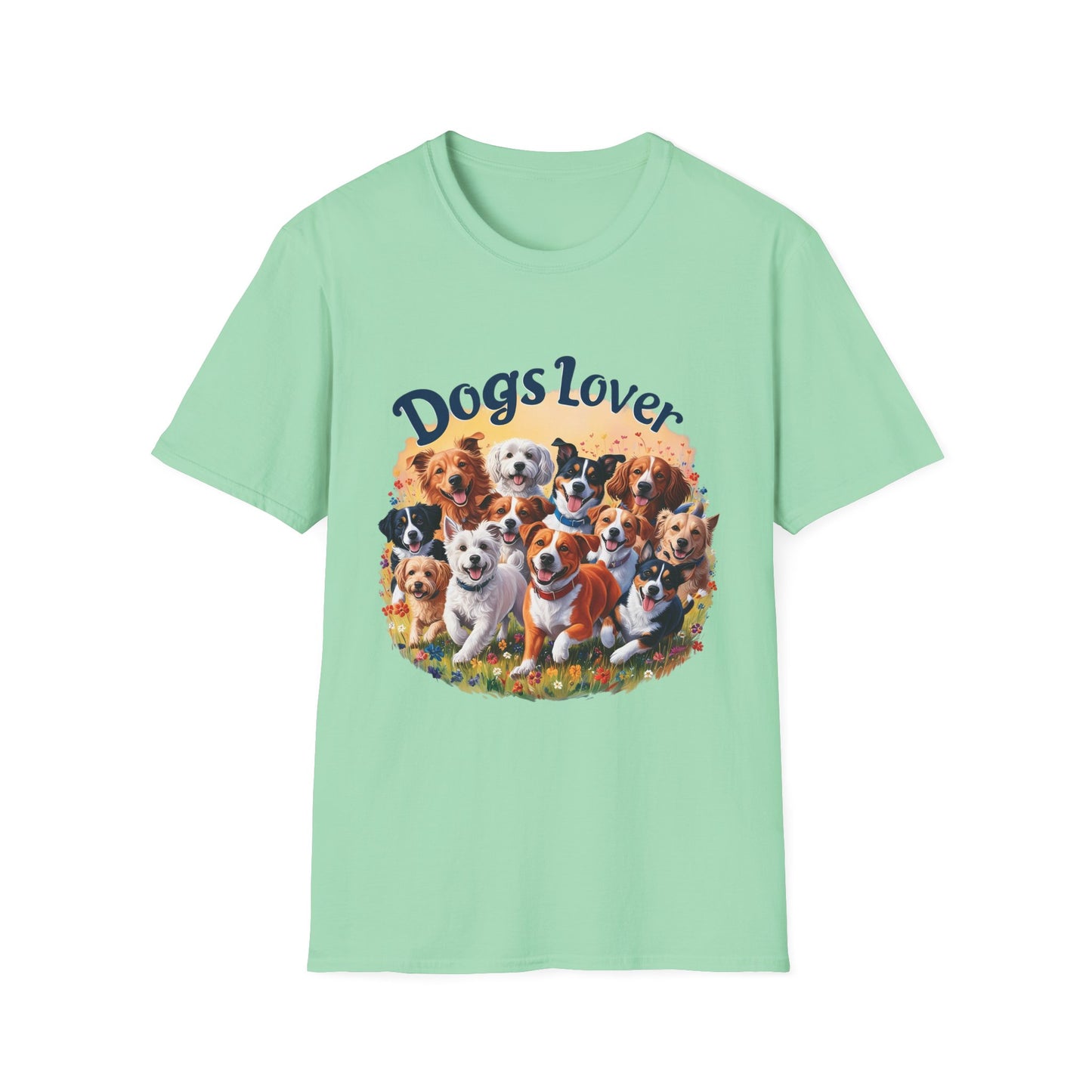 Artistic Design T-Shirt for Dog Lovers - Multiple Dogs Circle | Printed Tee for Pet Lovers