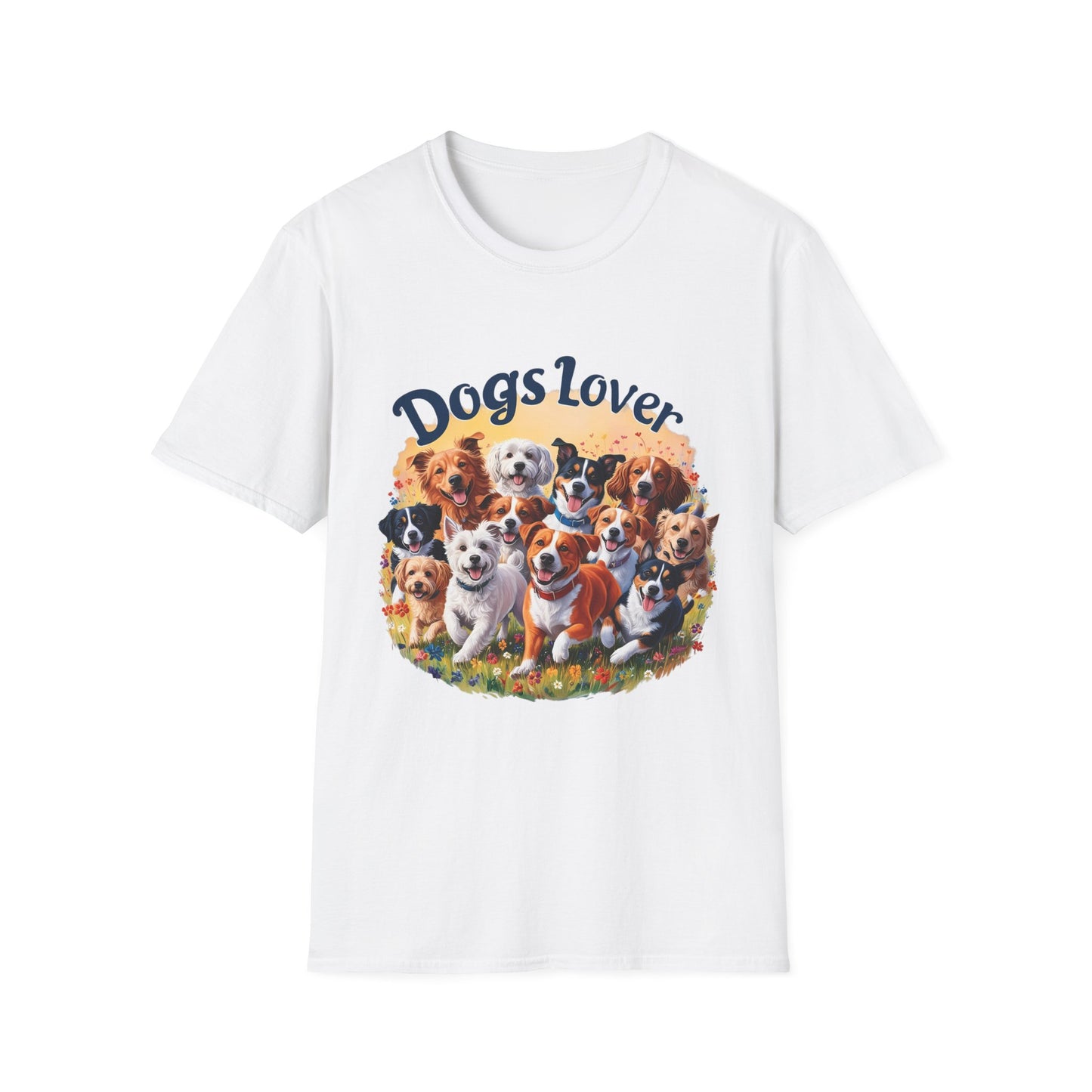 Artistic Design T-Shirt for Dog Lovers - Multiple Dogs Circle | Printed Tee for Pet Lovers