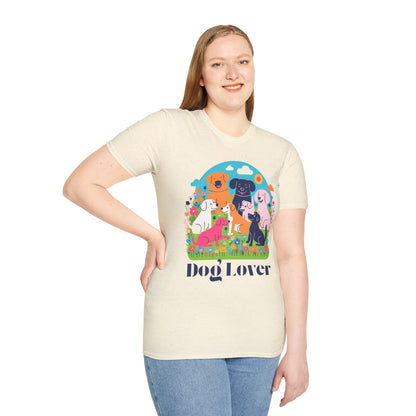 Artistic Design T-Shirt for Dog Lovers - Multiple Dogs Printed Tee for Pet Lovers