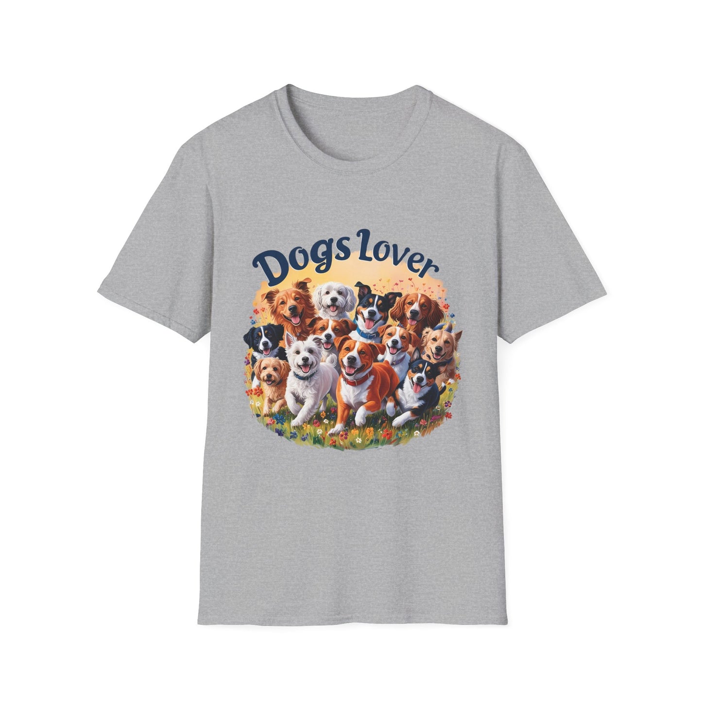 Artistic Design T-Shirt for Dog Lovers - Multiple Dogs Circle | Printed Tee for Pet Lovers