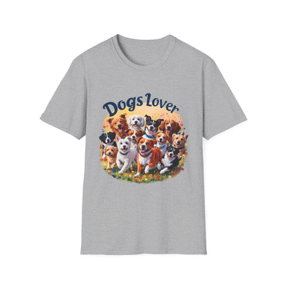 Artistic Design T-Shirt for Dog Lovers - Multiple Dogs Circle | Printed Tee for Pet Lovers