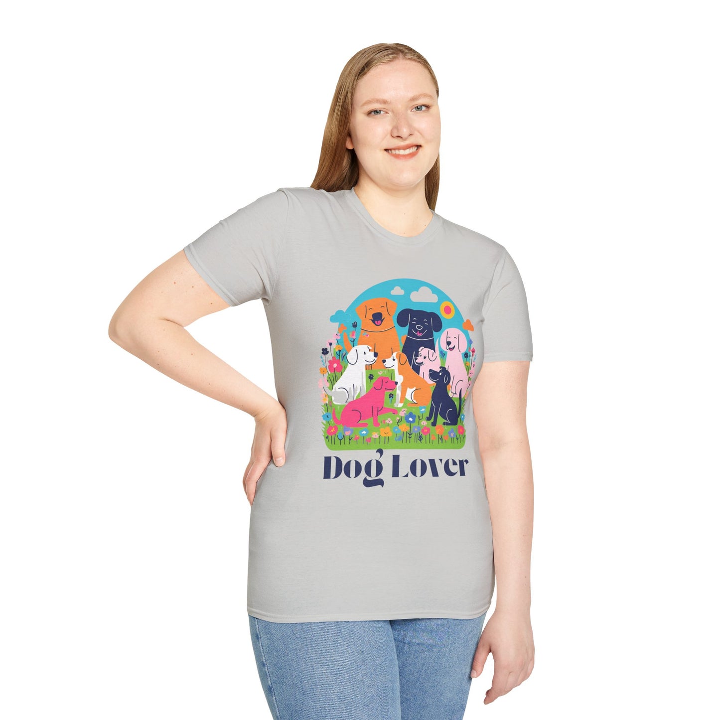 Artistic Design T-Shirt for Dog Lovers - Multiple Dogs Printed Tee for Pet Lovers